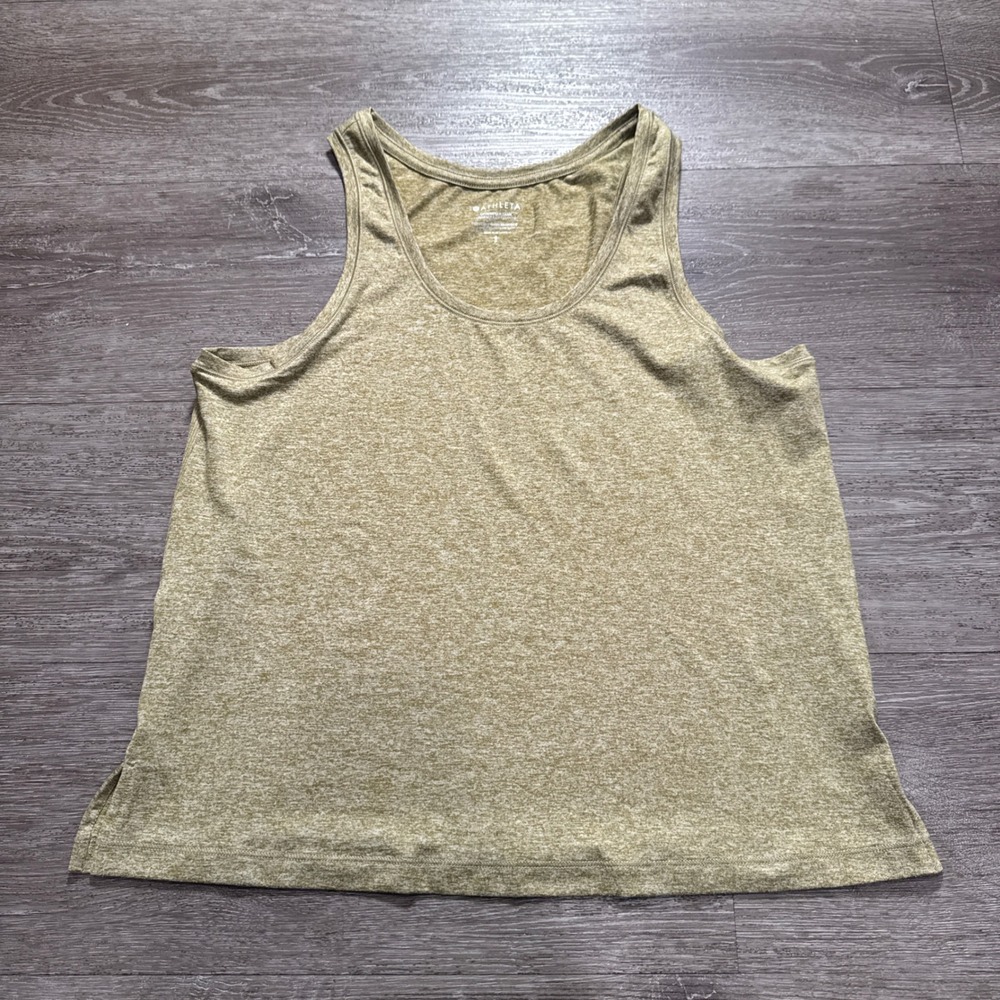 Athleta Uptempo II Tank Women S Green Heathered Knit Workout Yoga Activewear Top